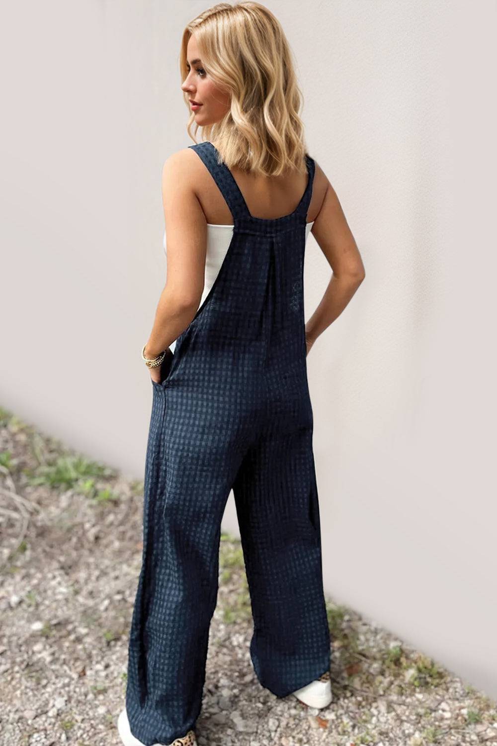 Oh Full Size Plaid Wide Leg Overalls with Pockets - Clothes For Her Online Store