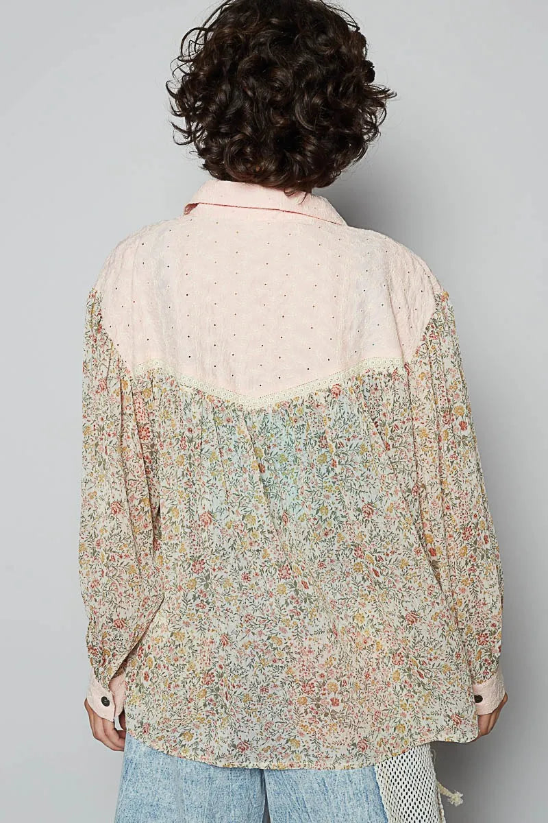 POL Floral Print Button-Up Shirt