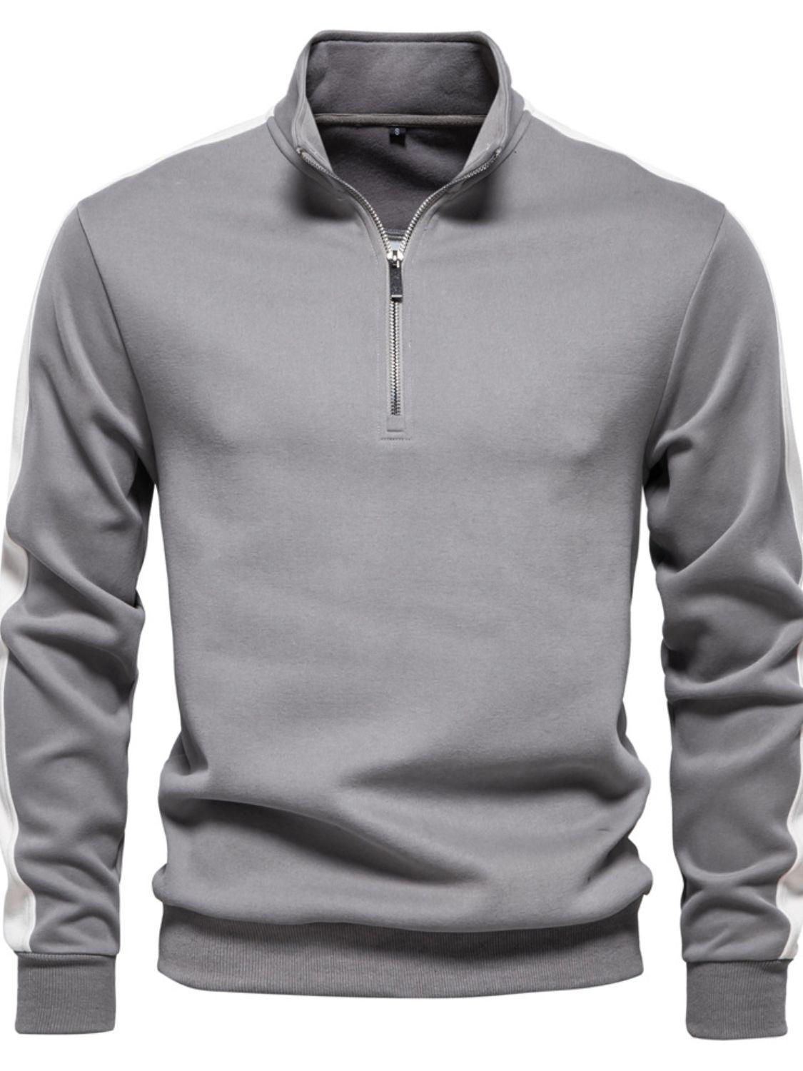 Men's Contrast Striped Long Sleeve Sweatshirt - Clothes For Her Online Store