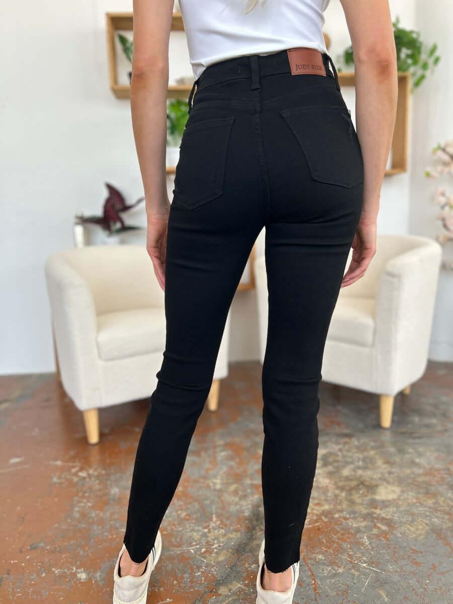 Judy Blue Full Size Distressed Tummy Control High Waist Skinny Jeans - Clothes For Her Online Store