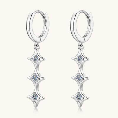 Moissanite 925 Sterling Silver Geometric Shape Earrings - Clothes For Her Online Store