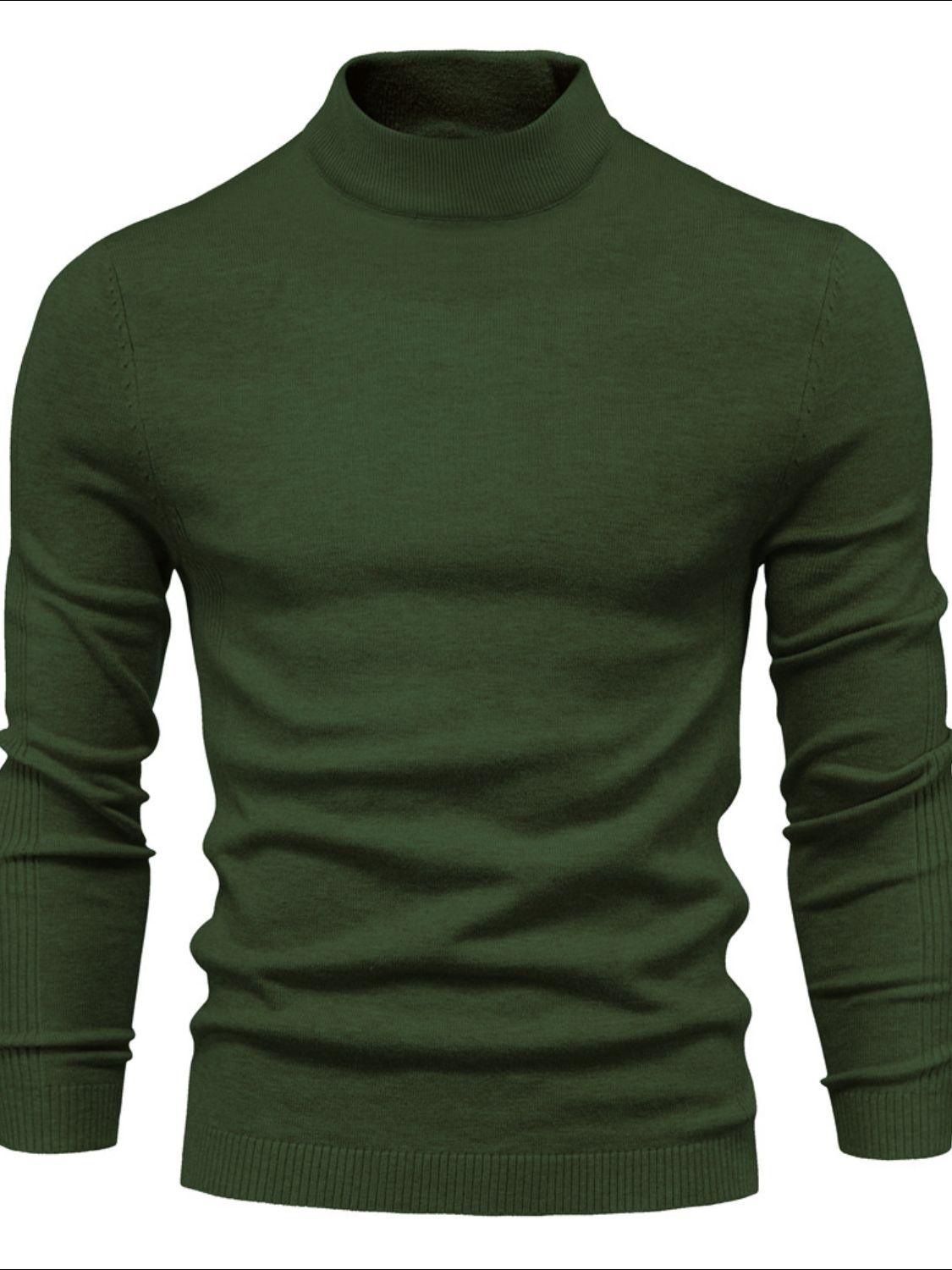 Men's Mock Neck Long Sleeve Sweater - Clothes For Her Online Store