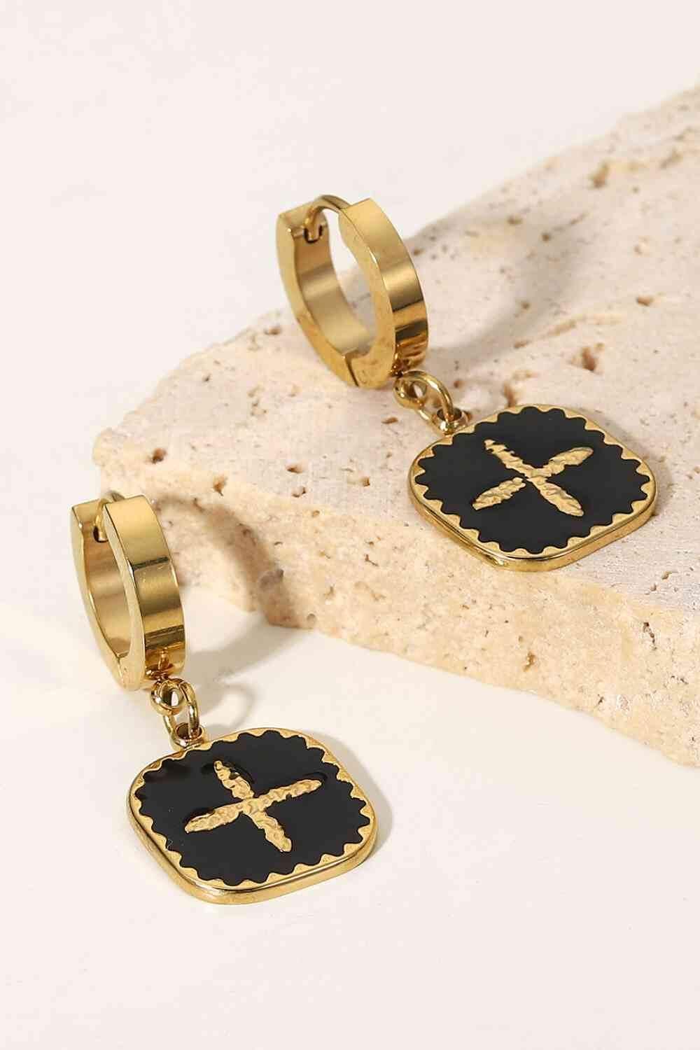 Plus Sign Square Shape Drop Earrings - Clothes For Her Online Store