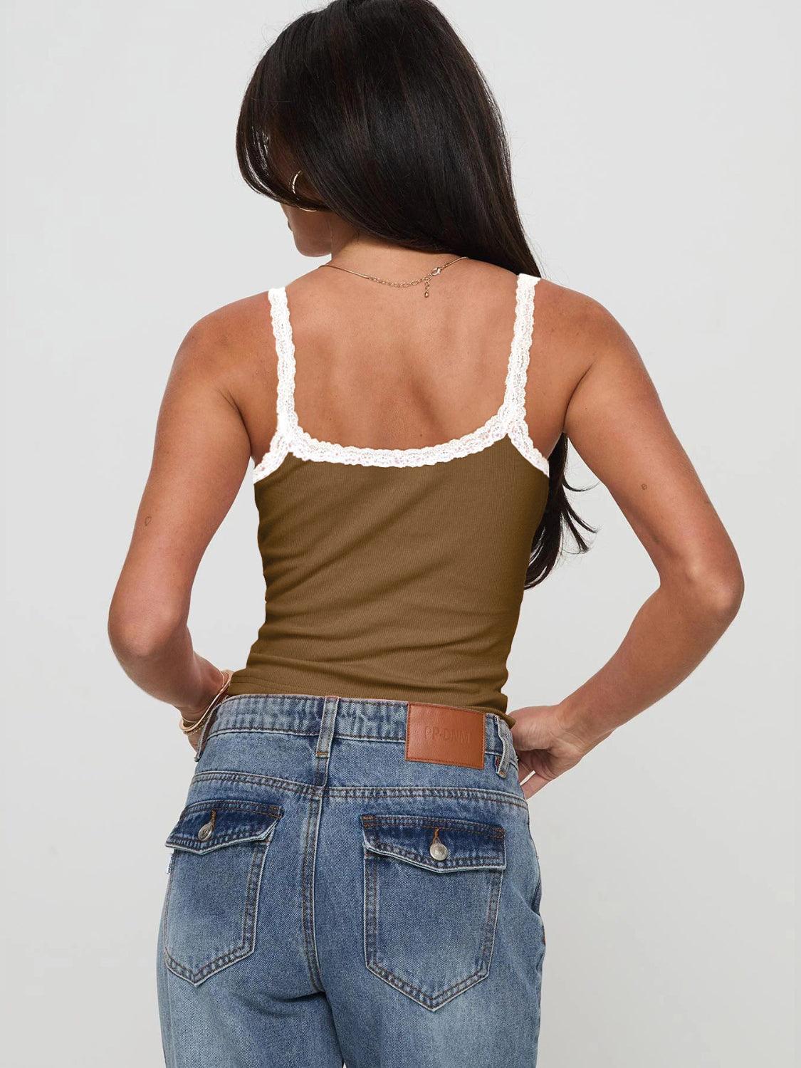 Lace Detail Cropped Cami - Clothes For Her Online Store