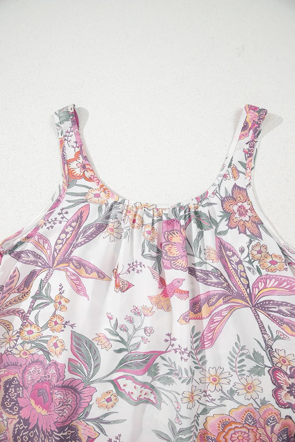 Multicolour Floral Tie Neck Sleeveless Mini Dress
