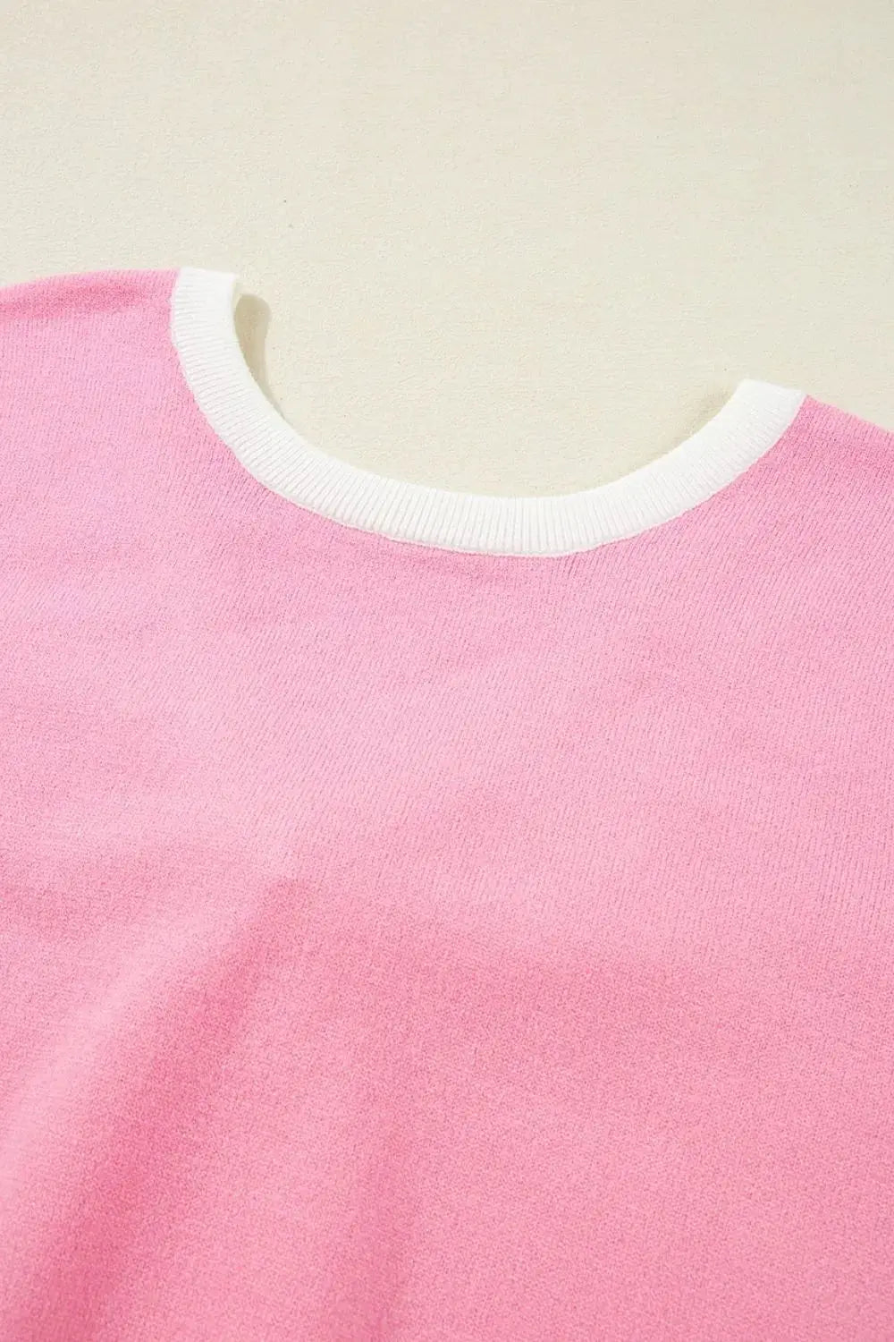 Bow Back Round Neck Short Sleeve Knit Top - Clothes For Her Online Store