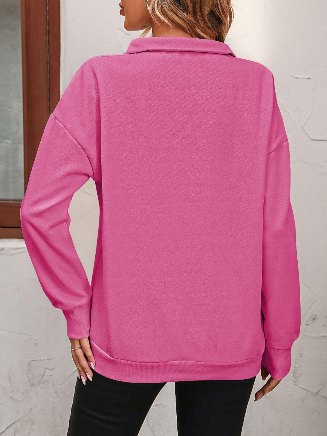 Mandy Zip-Up Dropped Shoulder Sweatshirt - Clothes For Her Online Store
