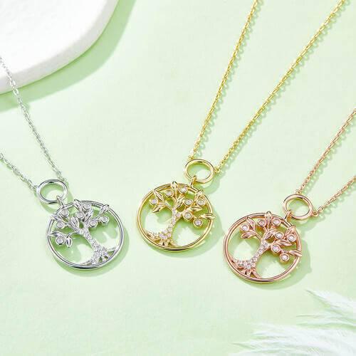 Moissanite 925 Sterling Silver Tree Of Life Pendant Necklace - Clothes For Her Online Store
