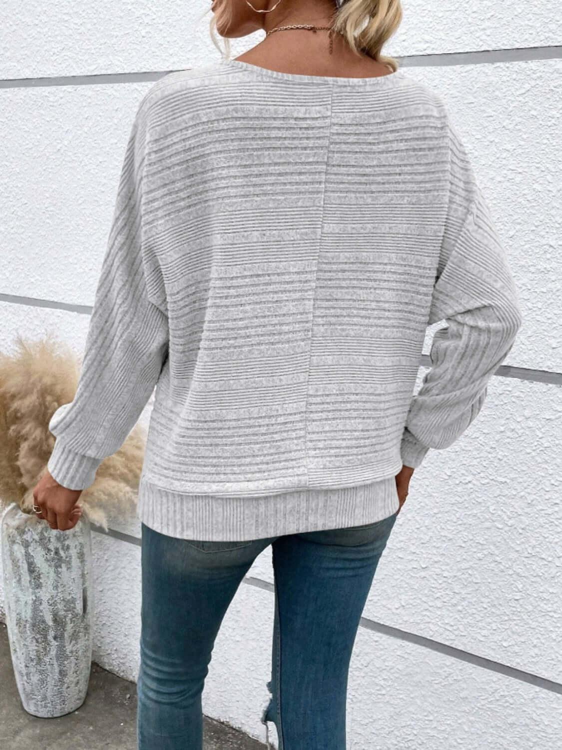 Full Size Round Neck Long Sleeve Top - Clothes For Her Online Store