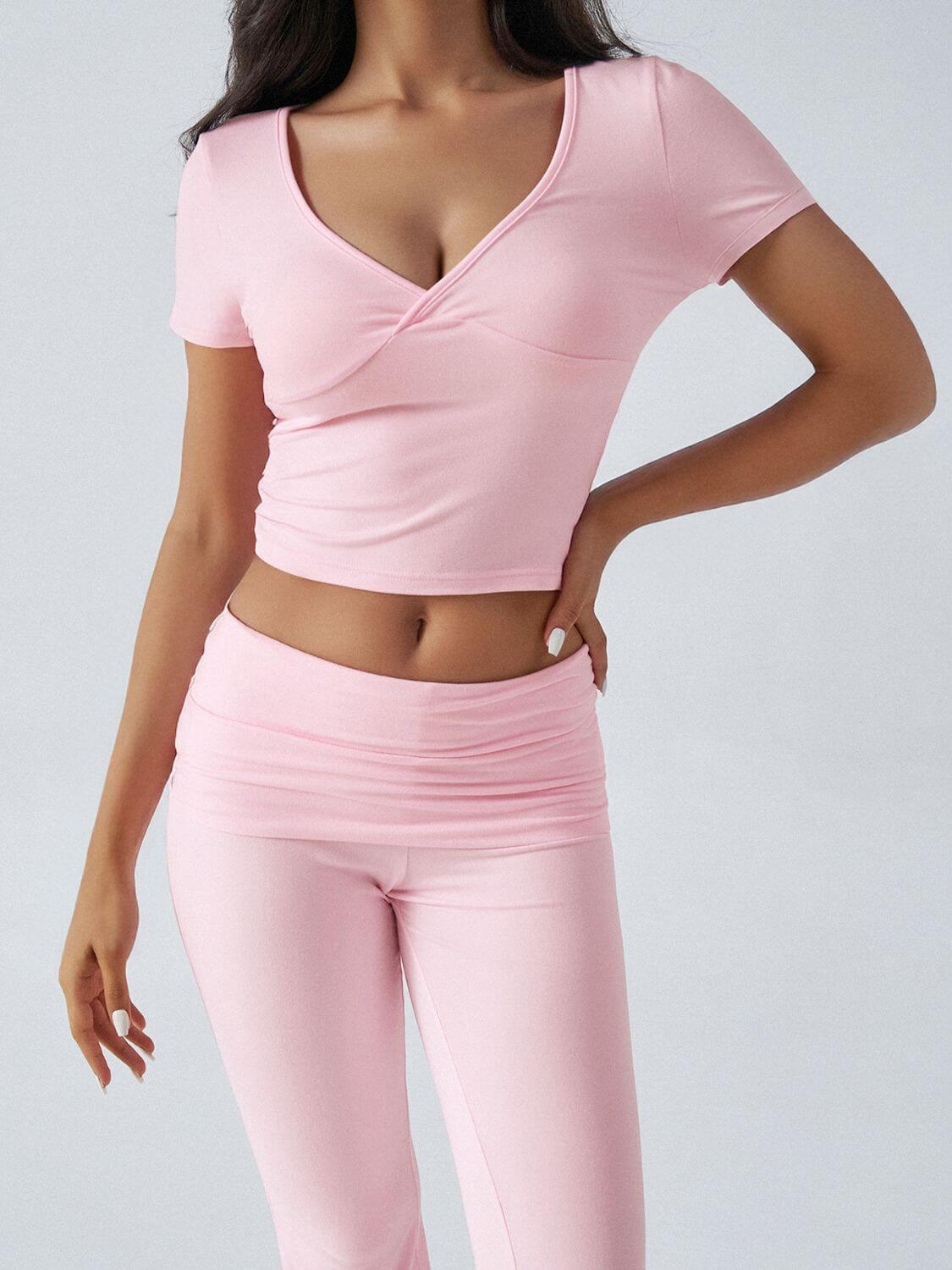 Devine Short Sleeve Top and Bootcut Legging Set - Clothes For Her Online Store