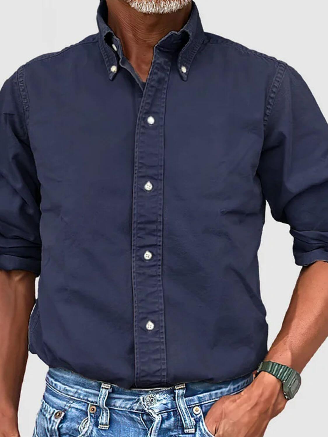 Men's Full Size Collared Neck Button Down Shirt Plus Size - Clothes For Her Online Store