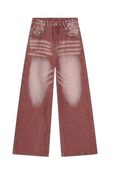 Men's Washed Wide Leg Jeans - Clothes For Her Online Store