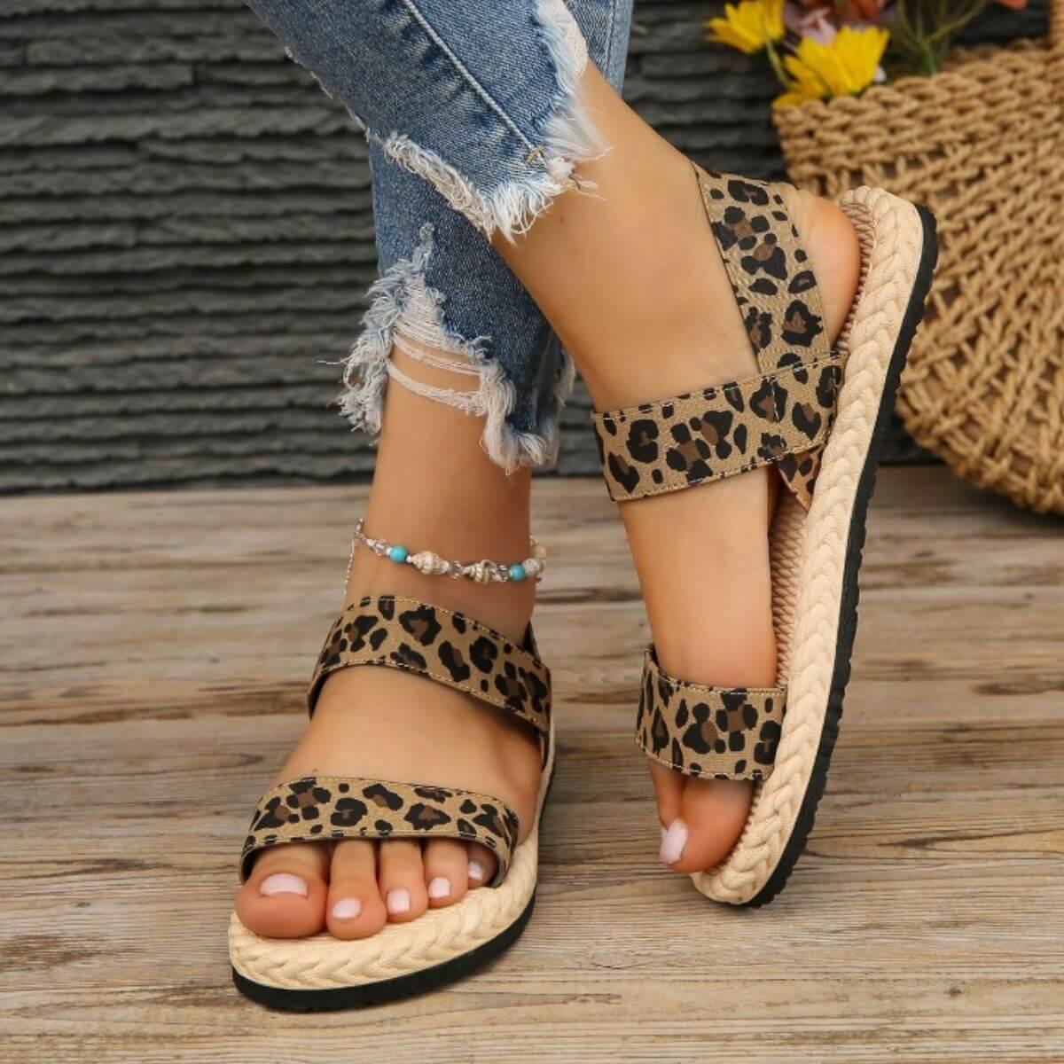 Open Toe Flat Sandals - Clothes For Her Online Store