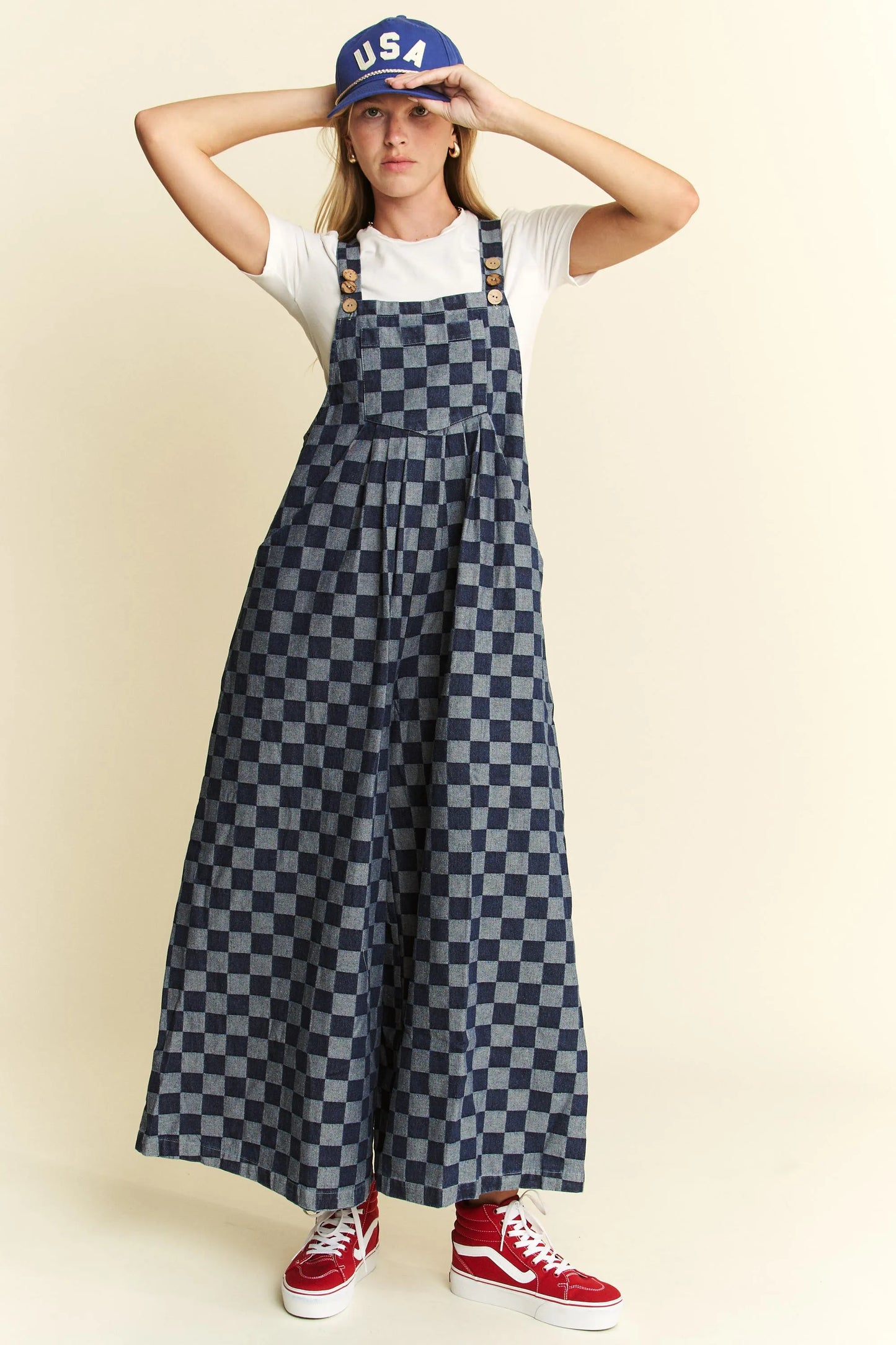 Jade By Jane Denim Checkered Jumpsuit - Clothes For Her Online Store