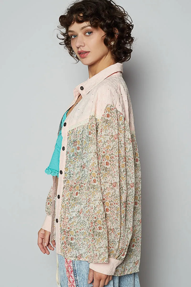 POL Floral Print Button-Up Shirt