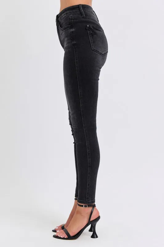 Judy Blue Full Size Midi Rise Tummy Control Skinny Jeans Plus Size
