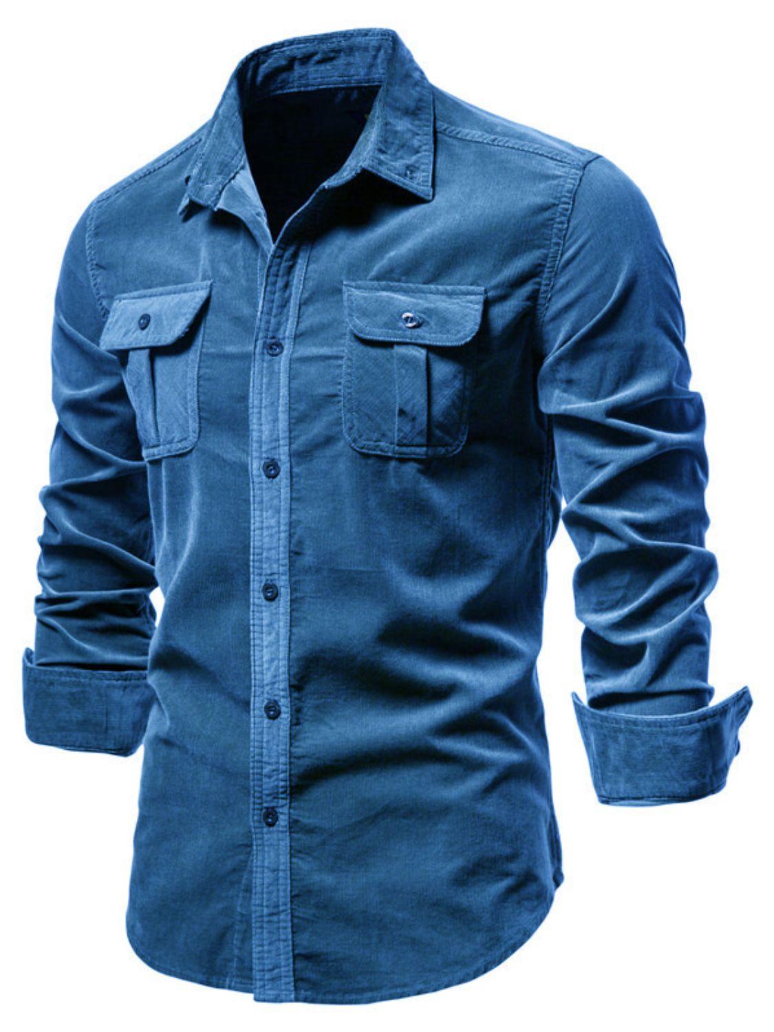 Men's Full Size Button Down Collared Neck Shirt Plus Size - Clothes For Her Online Store
