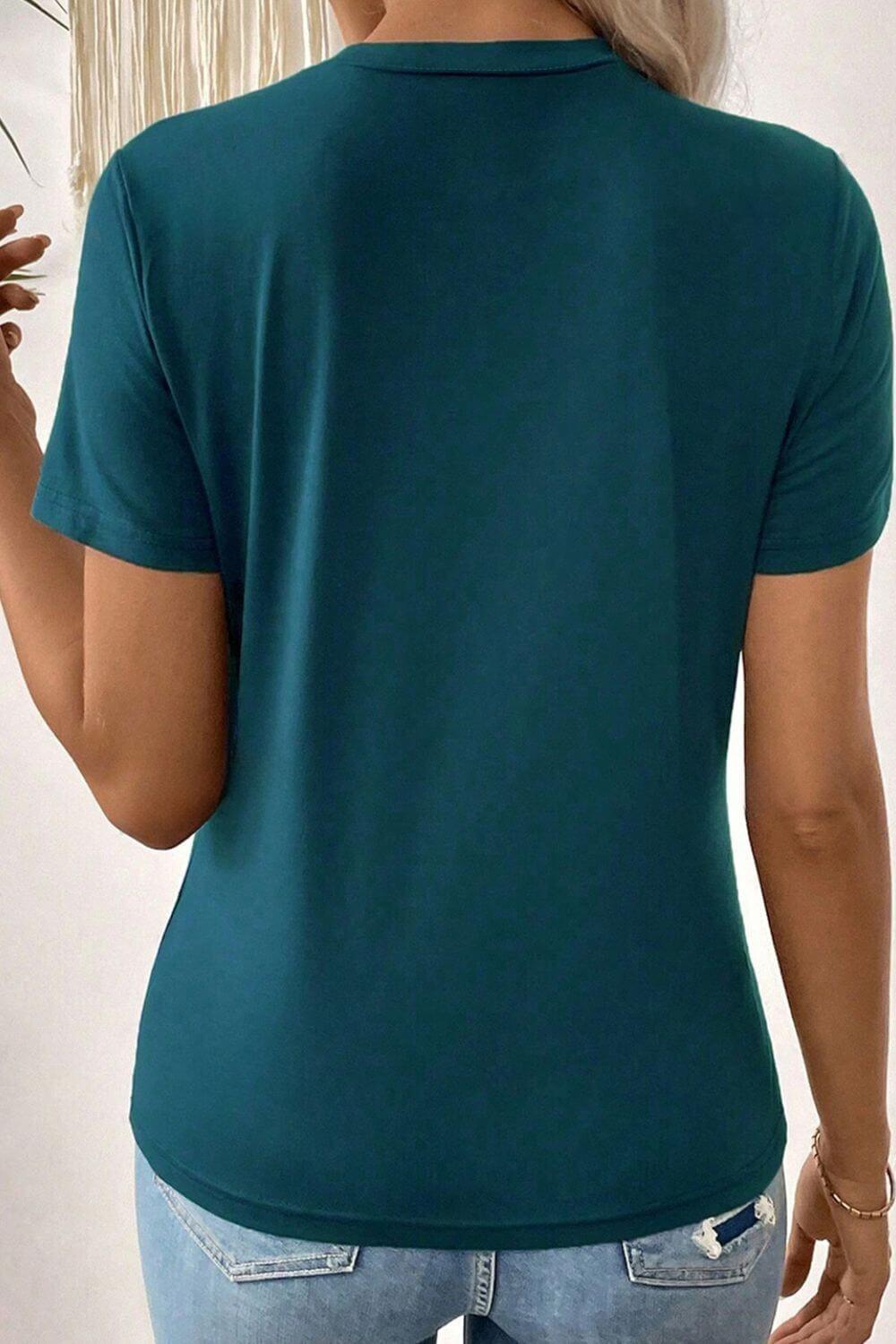 Round Neck Short Sleeve T-Shirt - Clothes For Her Online Store