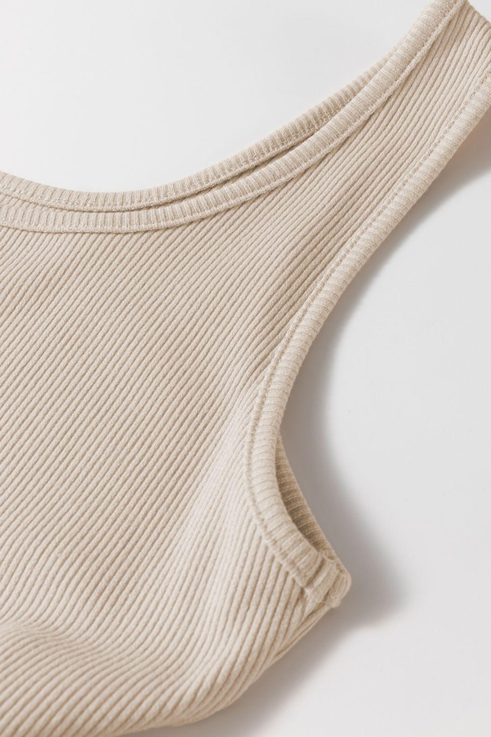 Scoop Neck Ribbed Bodice Sleeveless Midi Tank Dress - Clothes For Her Online Store