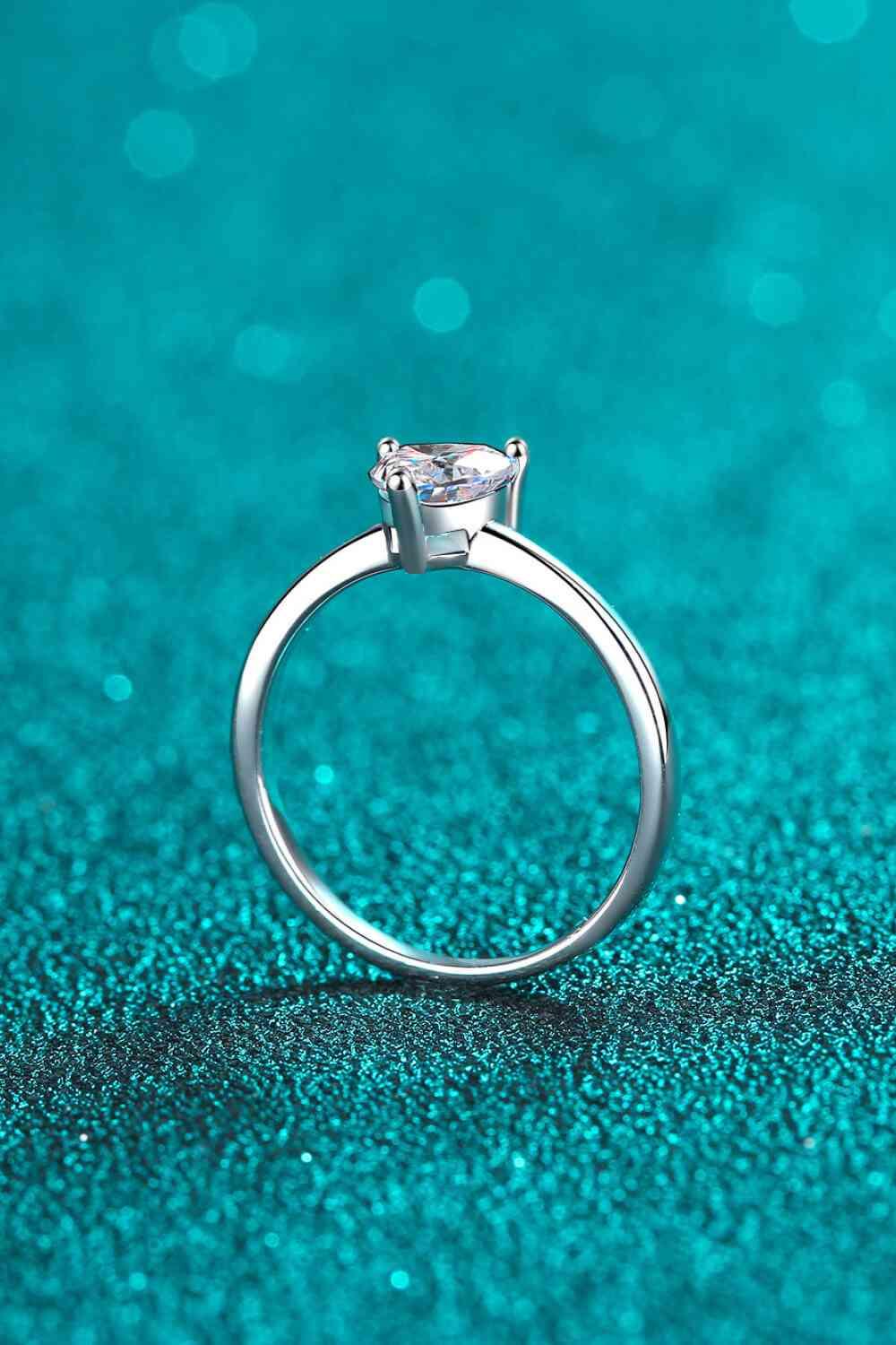 925 Sterling Silver Heart-Shaped Moissanite Solitaire Ring - Clothes For Her Online Store