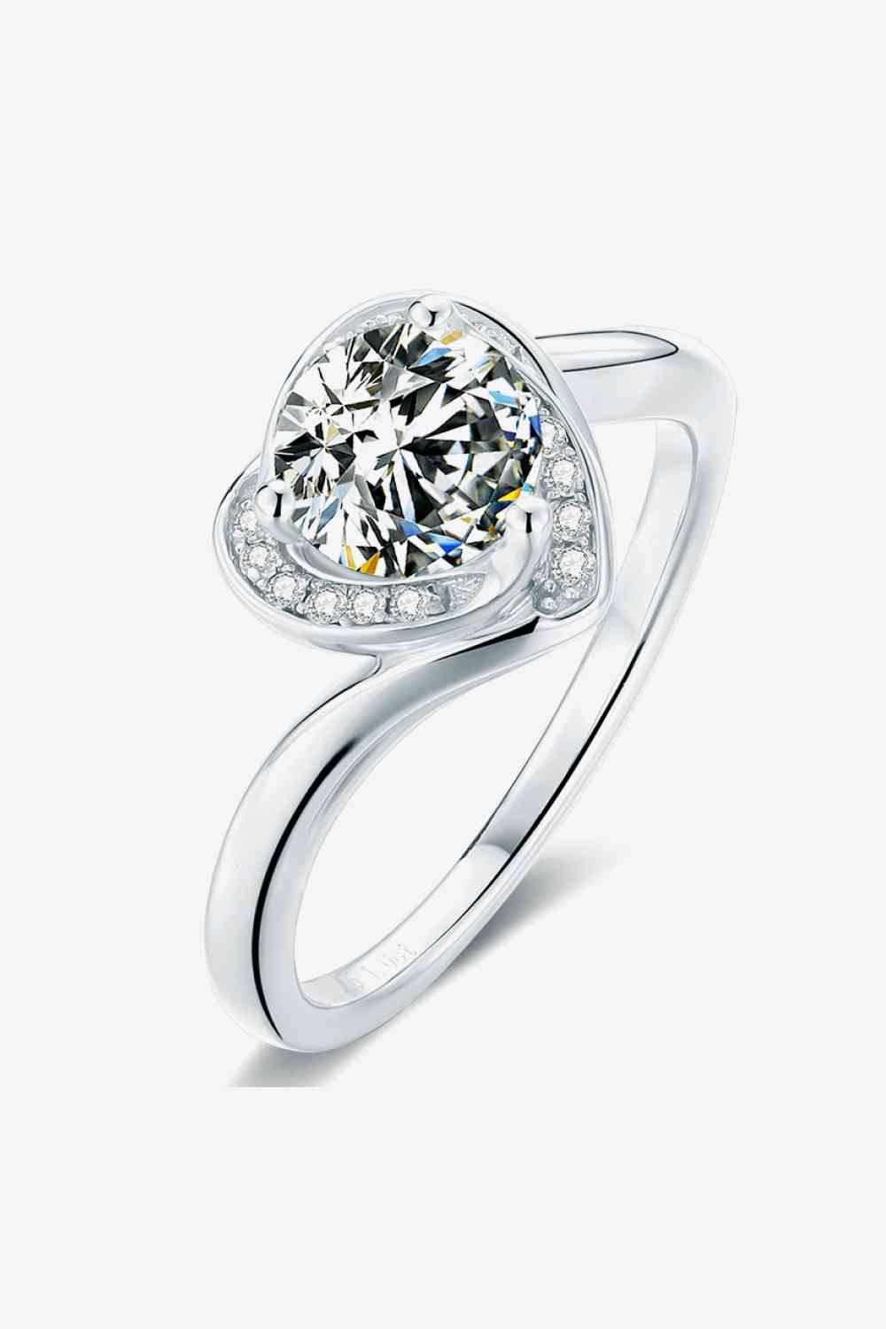 1 Carat Moissanite Heart Ring - Clothes For Her Online Store