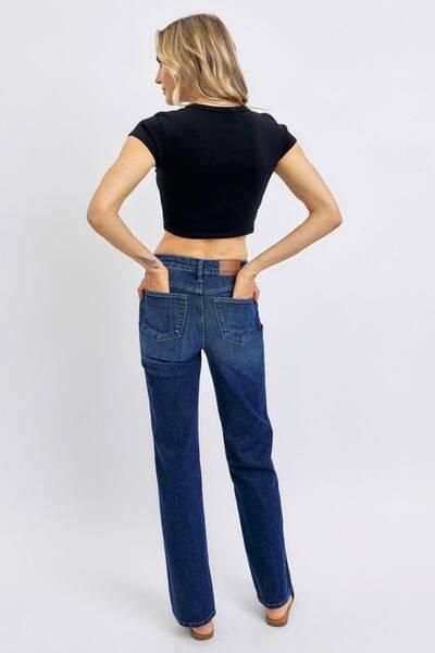 Judy Blue Full Size Tummy Control Straight Jeans Plus Size - Clothes For Her Online Store