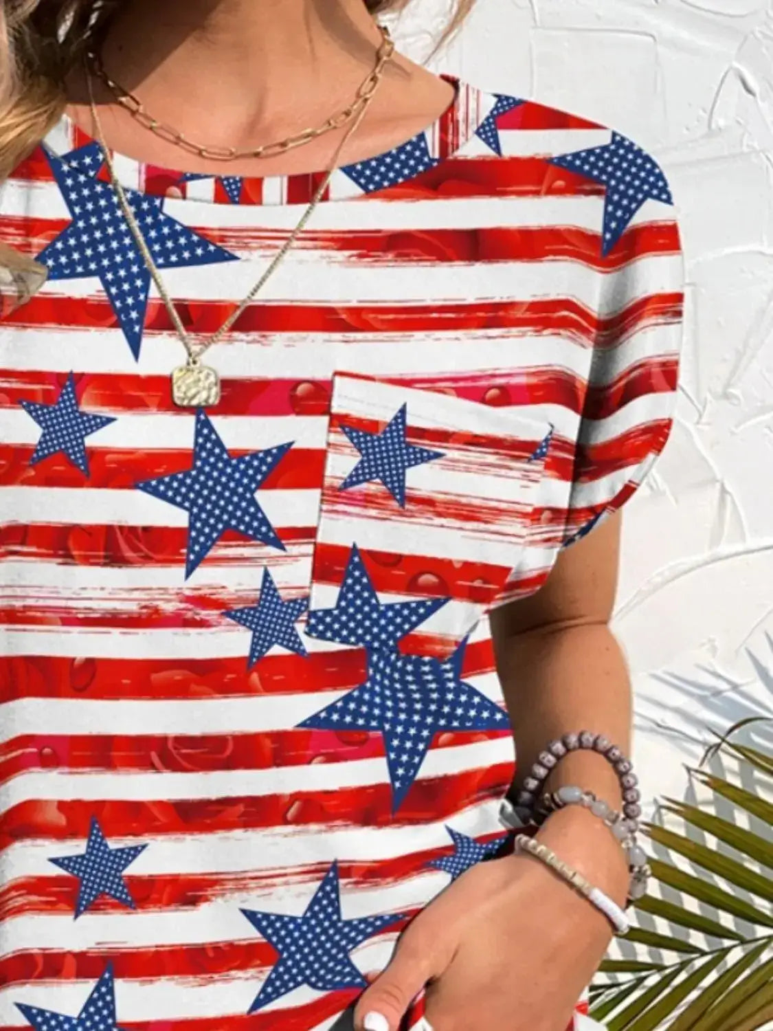 Printed Round Neck Short Sleeve T-Shirt - Clothes For Her Online Store