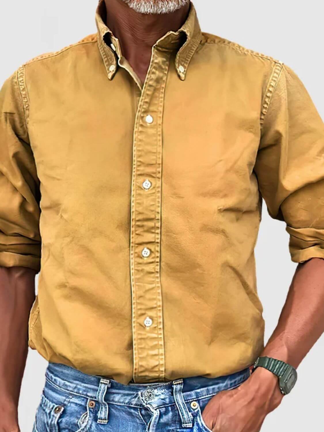 Men's Full Size Collared Neck Button Down Shirt Plus Size - Clothes For Her Online Store