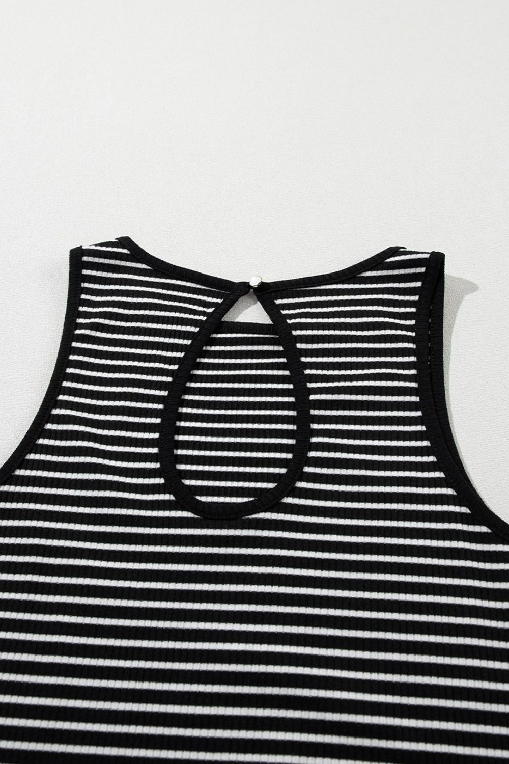 Striped Ribbed Round Neck Tank - Clothes For Her Online Store