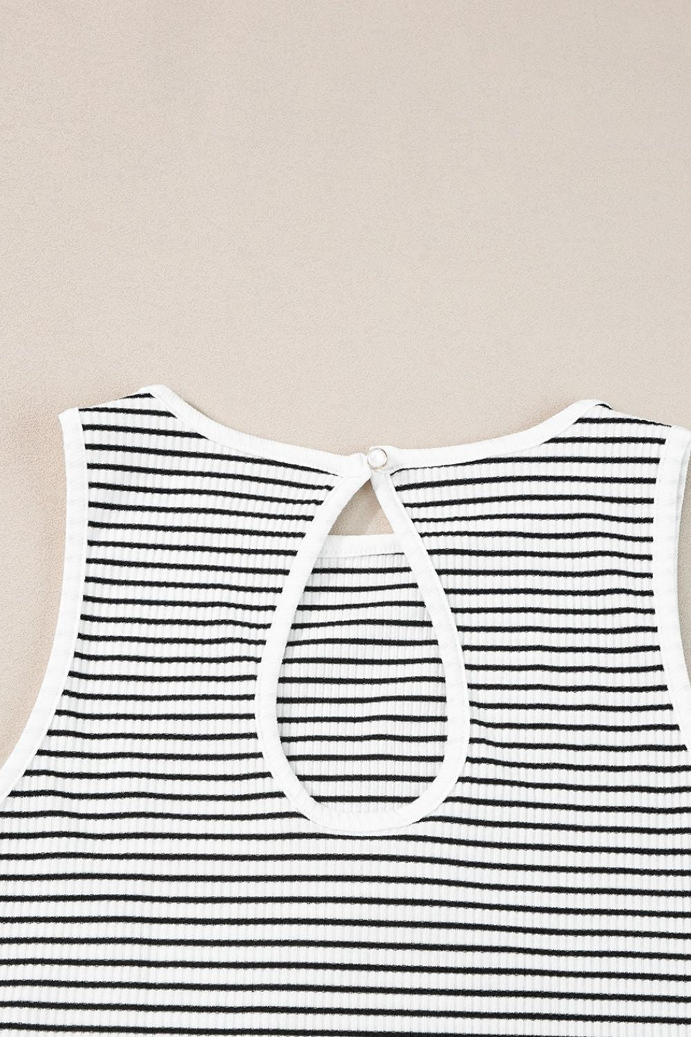 Striped Ribbed Round Neck Tank - Clothes For Her Online Store