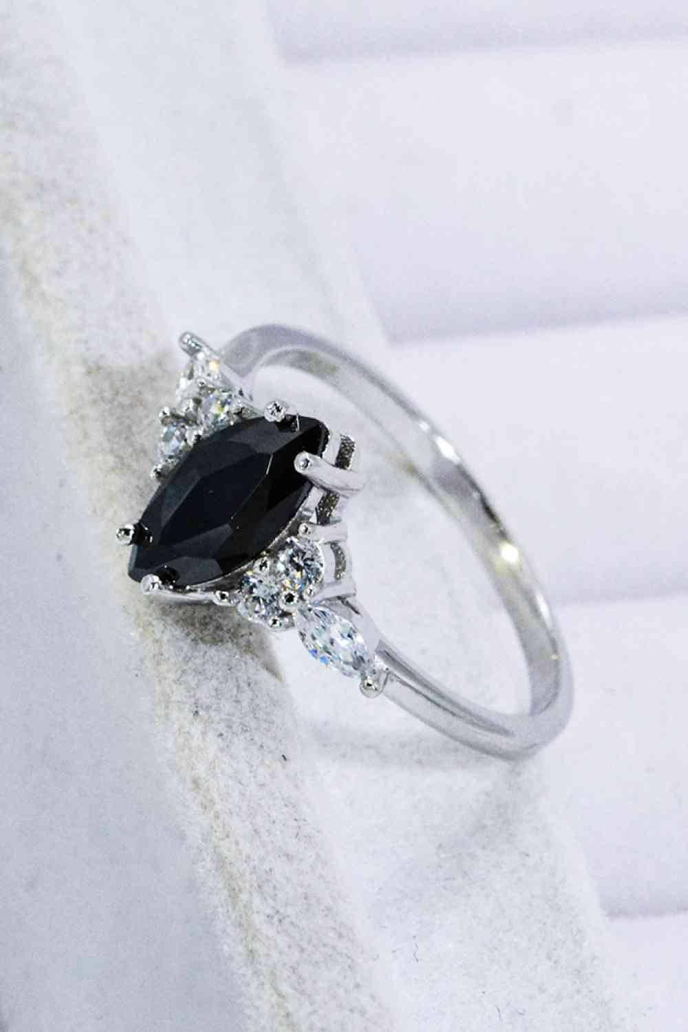 925 Sterling Silver Black Agate Ring - Clothes For Her Online Store