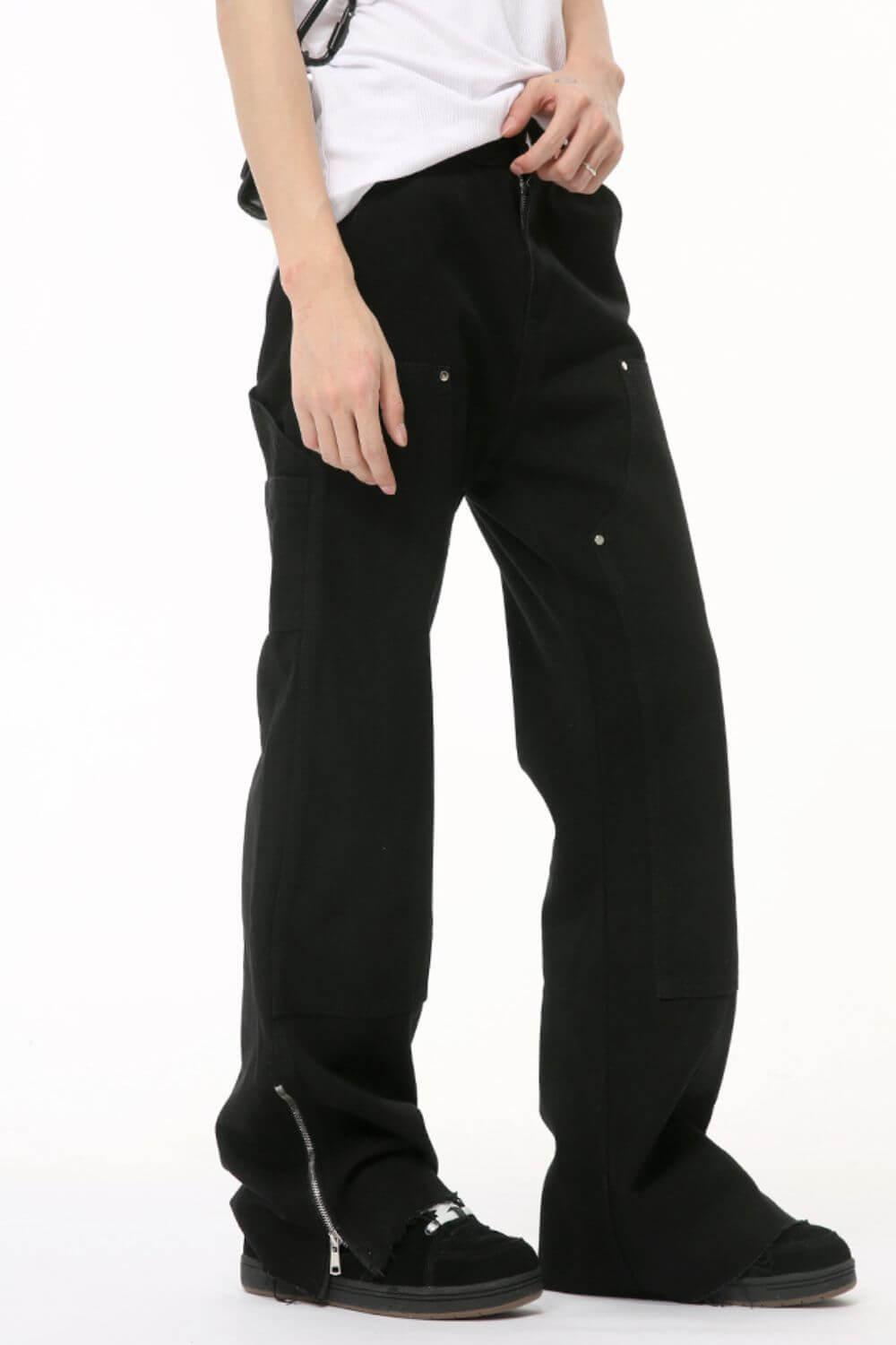 Men's Raw Hem Bootcut Jeans with Zip-Up Sides - Clothes For Her Online Store