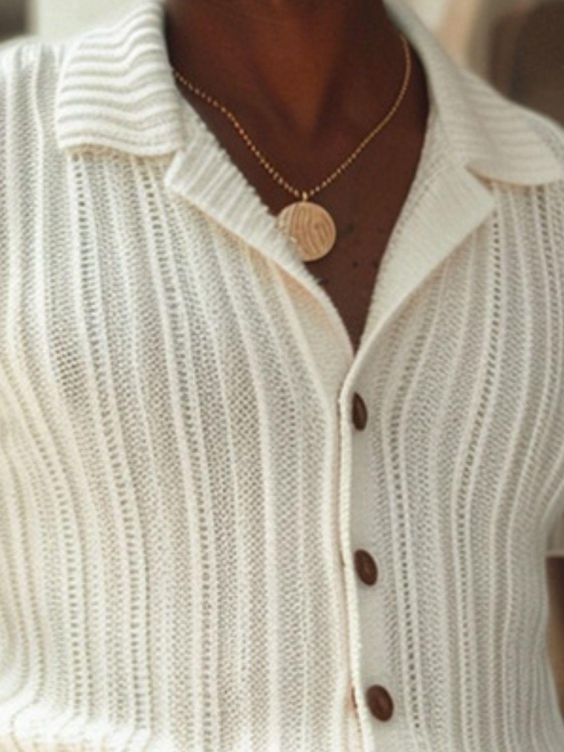 Men's Plus Size Button Down Short Sleeve Top and Shorts Set - Clothes For Her Online Store