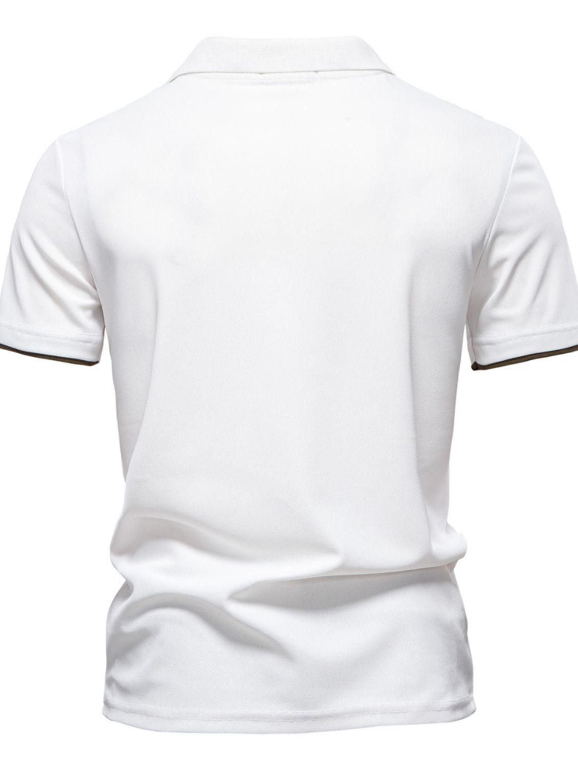 Men's Giraffe Embroidered Collared Neck Contrast Polo - Clothes For Her Online Store
