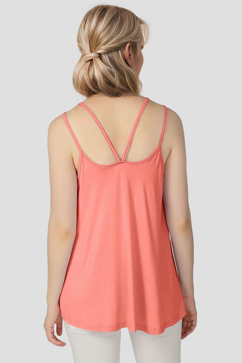 Basic Bae Bamboo Scoop Neck Double Spaghetti Straps Cami - Clothes For Her Online Store