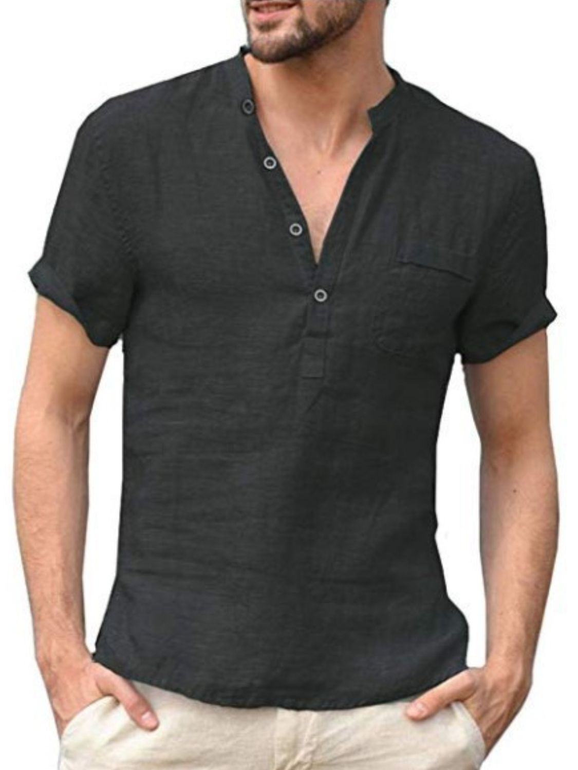 Men's Full Size Half Button Short Sleeve Polo Plus Size - Clothes For Her Online Store
