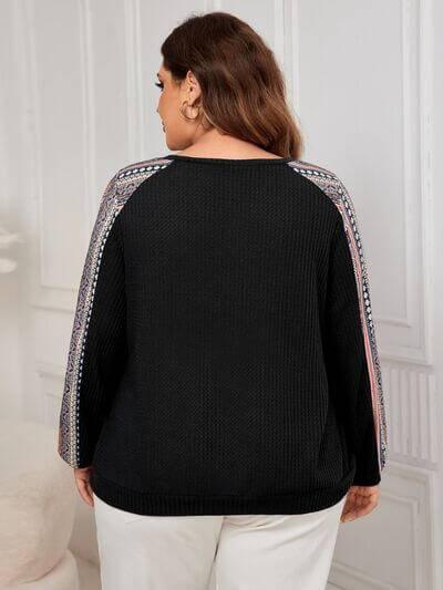 Honey Plus Size Printed Long Sleeve Sweatshirt - Clothes For Her Online Store