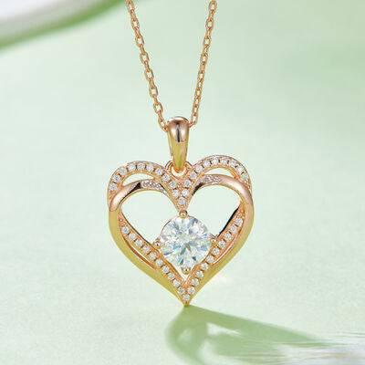 1.2 Carat Moissanite 925 Sterling Silver Heart Necklace - Clothes For Her Online Store