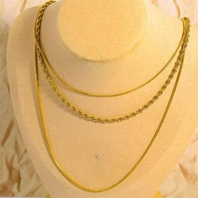18K Gold-Plated Titanium Steel Three-Layered Necklace - Clothes For Her Online Store