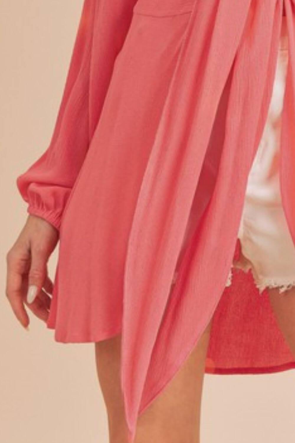 Aemi + Co Tied Collared Neck Long Sleeve Top - Clothes For Her Online Store