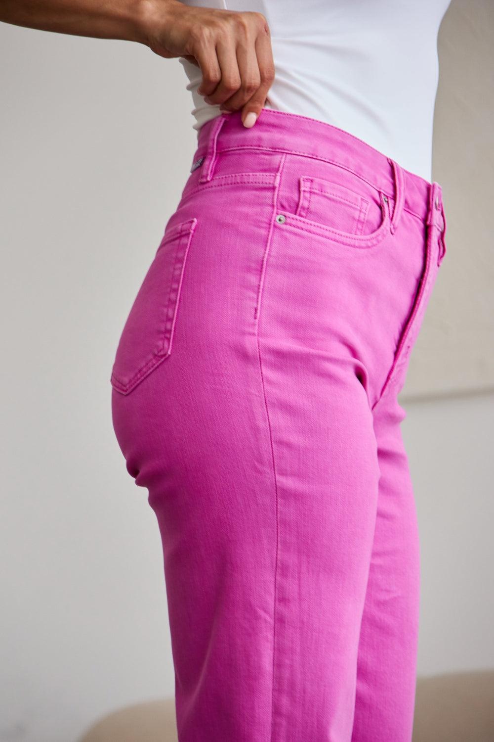 RFM Crop Chloe Full Size Tummy Control High Waist Raw Hem Jeans - Clothes For Her Online Store