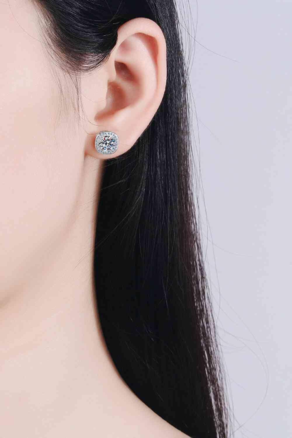 Let Me Love You 1 Carat Moissanite Stud Earrings - Clothes For Her Online Store