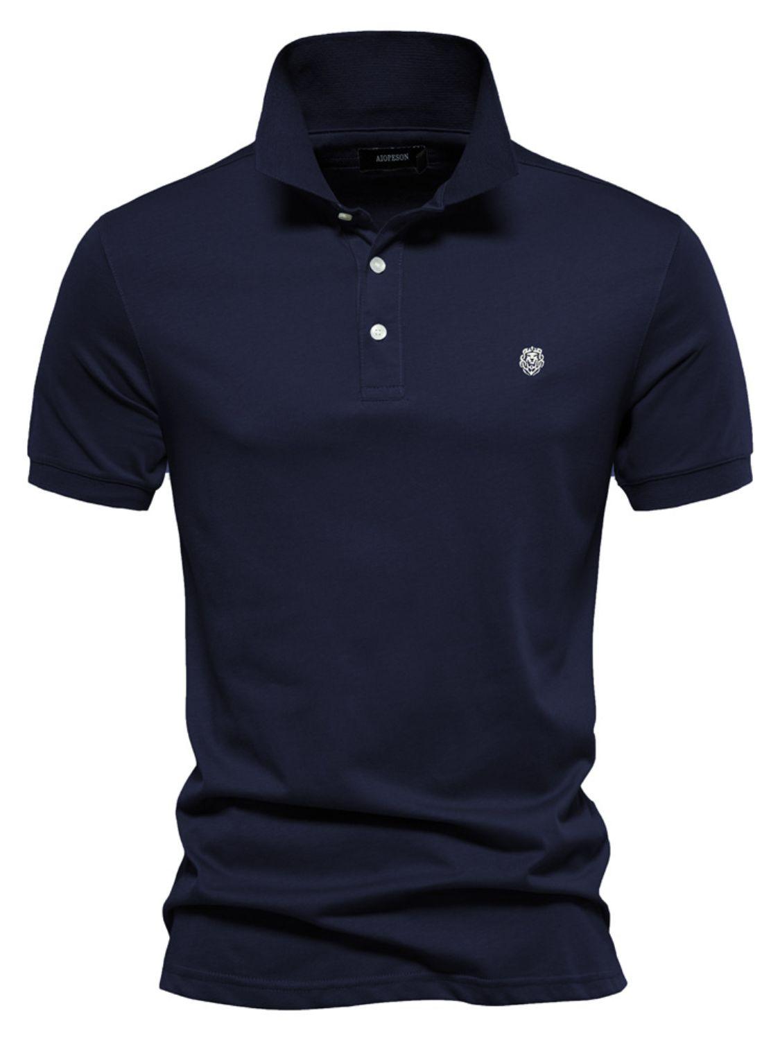 Men's Embroidered Collared Short Sleeve Polo - Clothes For Her Online Store