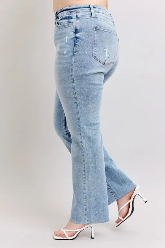 Judy Blue Full Size Midi Rise Light Wash Dad Jeans Plus Size