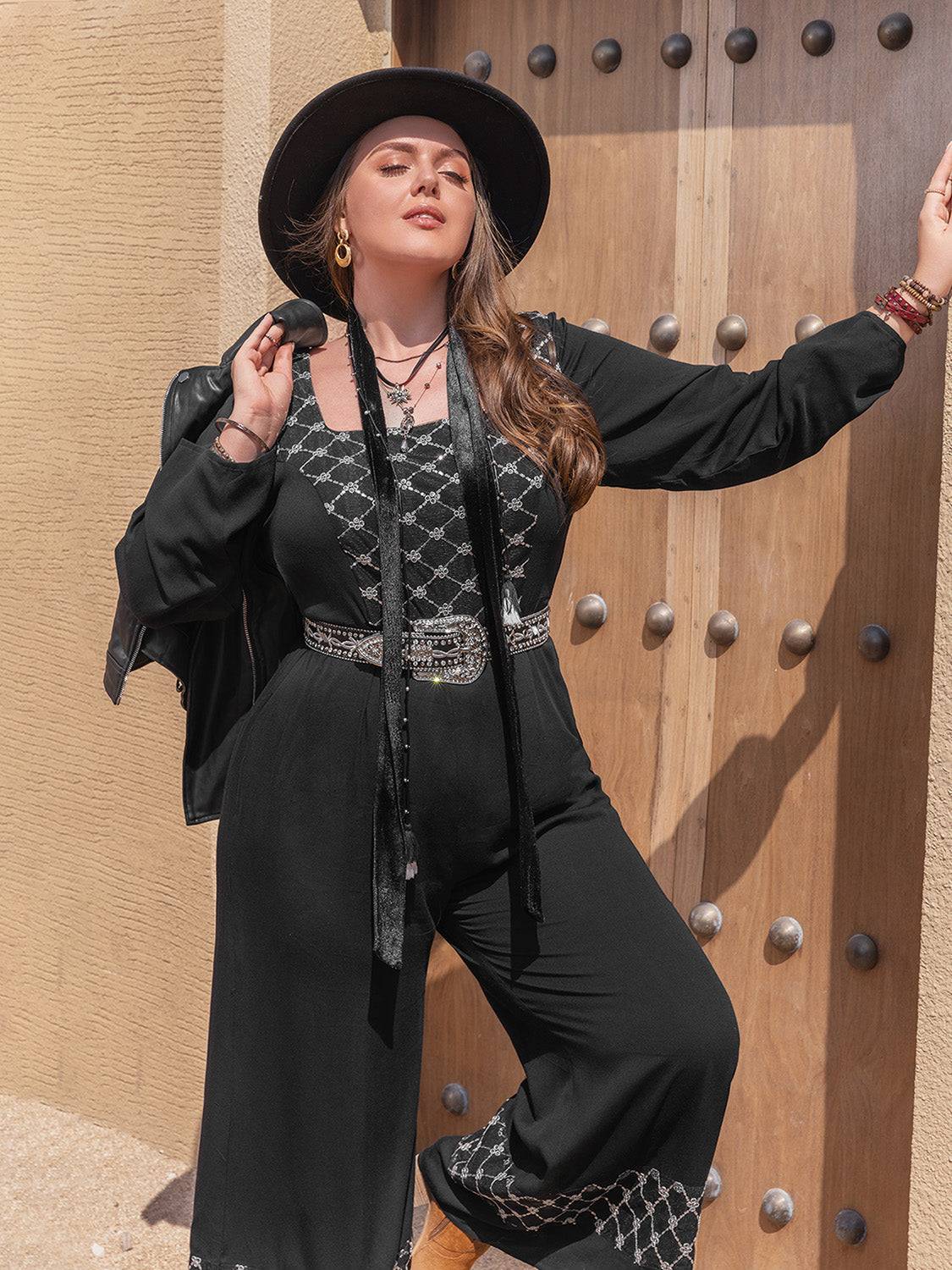 Plus Size Square Neck Jumpsuit - Clothes For Her Online Store