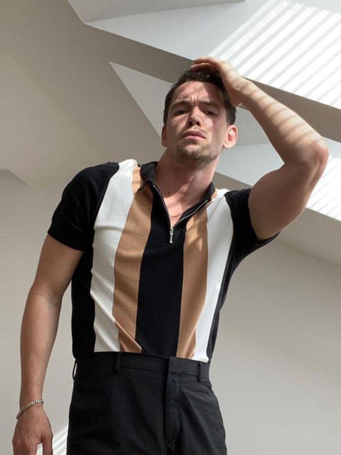 Men's Full Size Color Block Short Sleeve Polo Shirt Plus Size - Clothes For Her Online Store