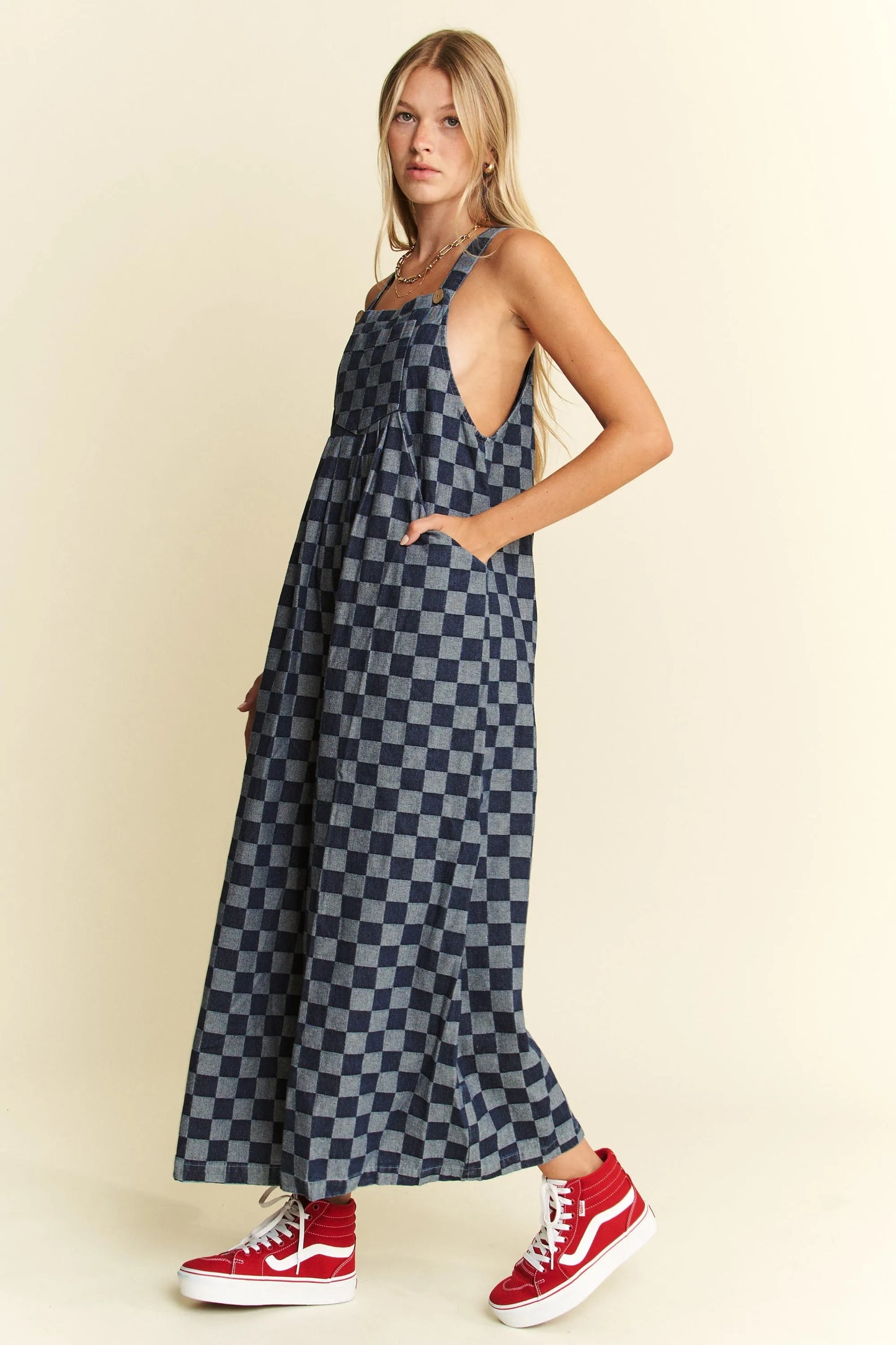 Jade By Jane Denim Checkered Jumpsuit - Clothes For Her Online Store
