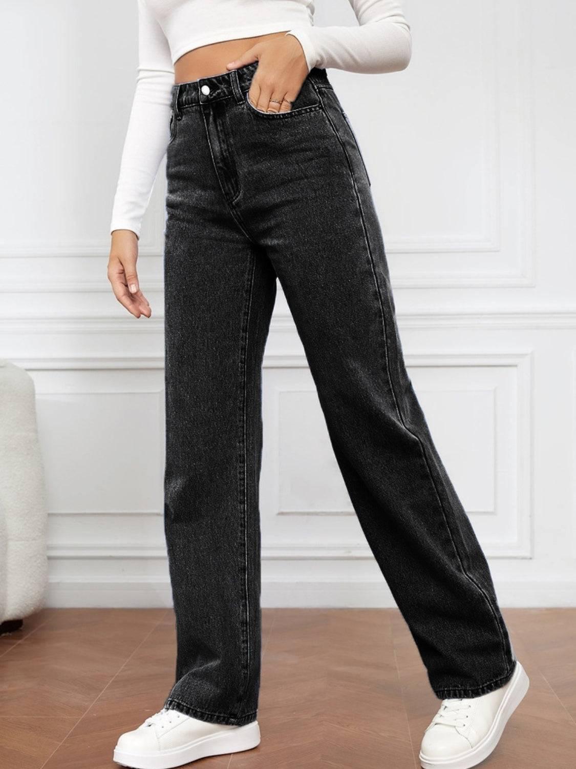 High Waist Straight Jeans - Clothes For Her Online Store