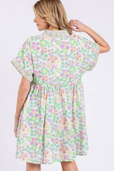 SAGE+FIG Floral Babydoll Short Sleeves Dress - Clothes For Her Online Store