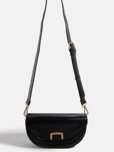 Fame Buckle Closure Crescent Faux Leather Crossbody Bag - Clothes For Her Online Store